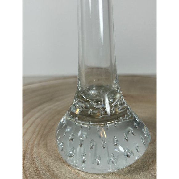 Bo Borgstrom Aseda Sweden Art Glass Tulip Vase Controlled Bubbles Bone Shape VTG - Picture 3 of 6